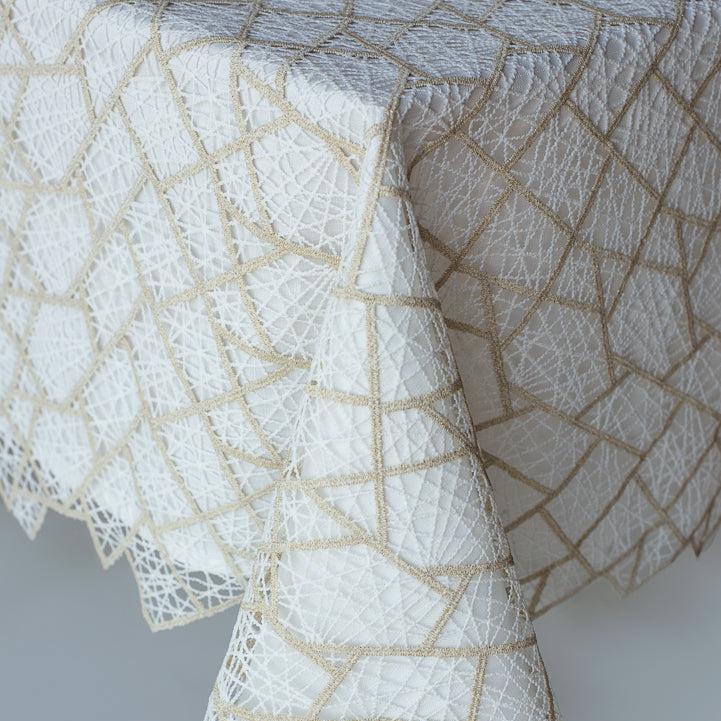 Sherlin Lace White and Taupe lined