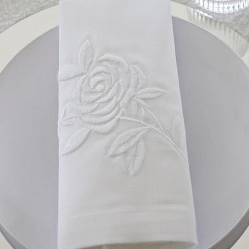 White on white floral napkin